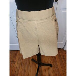 Jules & Leopold Tan Sailor Shorts Stretch Gold Buttons 4 in inseam Old Money